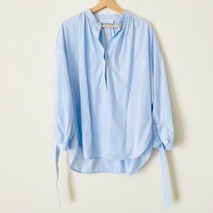 Christian Wijnants SIZE 42 Lagenlook tie sleeve relaxed fit shirt in blue